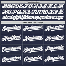 Load image into Gallery viewer, Custom Navy White-Gray Mesh Authentic Throwback Baseball Jersey
