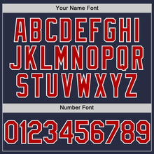 Load image into Gallery viewer, Custom Navy Red-White Mesh Authentic Throwback Baseball Jersey