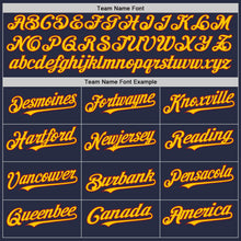 Load image into Gallery viewer, Custom Navy Crimson-Yellow Mesh Authentic Throwback Baseball Jersey