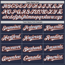 Load image into Gallery viewer, Custom Navy White-Orange Mesh Authentic Throwback Baseball Jersey