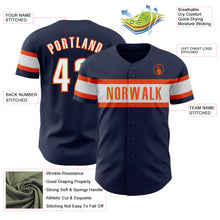Load image into Gallery viewer, Custom Navy White-Orange Authentic Baseball Jersey