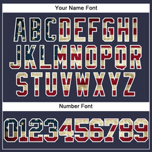 Load image into Gallery viewer, Custom Navy Vintage USA Flag-White Mesh Authentic Throwback Baseball Jersey