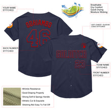 Load image into Gallery viewer, Custom Navy Red Mesh Authentic Throwback Baseball Jersey