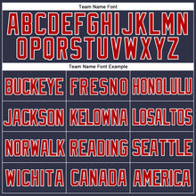 Load image into Gallery viewer, Custom Navy Red-White Mesh Authentic Throwback Baseball Jersey