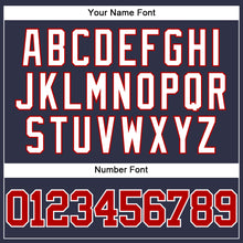 Load image into Gallery viewer, Custom Navy Red-White Mesh Authentic Throwback Baseball Jersey