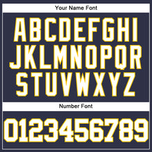 Load image into Gallery viewer, Custom Navy White-Yellow Mesh Authentic Throwback Baseball Jersey