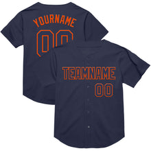 Load image into Gallery viewer, Custom Navy Orange Mesh Authentic Throwback Baseball Jersey