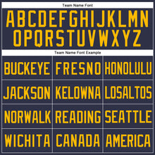 Load image into Gallery viewer, Custom Navy Gold Mesh Authentic Throwback Baseball Jersey