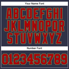 Load image into Gallery viewer, Custom Navy Red-Old Gold Mesh Authentic Throwback Baseball Jersey