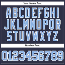 Load image into Gallery viewer, Custom Navy Light Blue-White Mesh Authentic Throwback Baseball Jersey