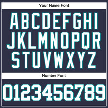 Load image into Gallery viewer, Custom Navy White-Teal Mesh Authentic Throwback Baseball Jersey