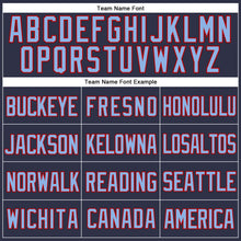 Load image into Gallery viewer, Custom Navy Light Blue-Red Mesh Authentic Throwback Baseball Jersey