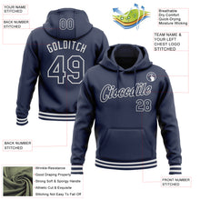 Load image into Gallery viewer, Custom Stitched Navy White Sports Pullover Sweatshirt Hoodie