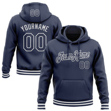 Load image into Gallery viewer, Custom Stitched Navy White Sports Pullover Sweatshirt Hoodie