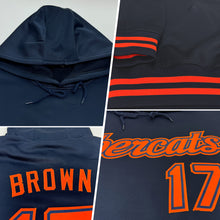 Load image into Gallery viewer, Custom Stitched Navy Orange Sports Pullover Sweatshirt Hoodie