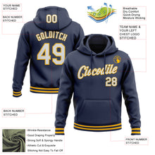 Load image into Gallery viewer, Custom Stitched Navy White-Gold Sports Pullover Sweatshirt Hoodie