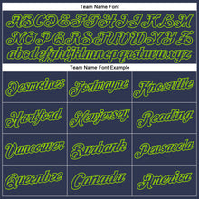 Load image into Gallery viewer, Custom Stitched Navy Neon Green Sports Pullover Sweatshirt Hoodie