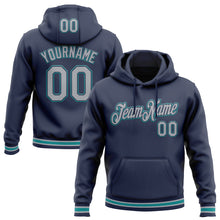 Load image into Gallery viewer, Custom Stitched Navy Gray-Teal Sports Pullover Sweatshirt Hoodie