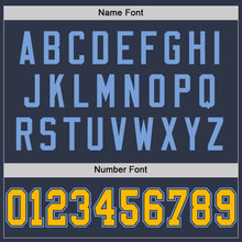 Load image into Gallery viewer, Custom Navy Gold-Light Blue Mesh Authentic Throwback Football Jersey