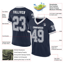 Load image into Gallery viewer, Custom Navy Gray-White Mesh Authentic Throwback Football Jersey
