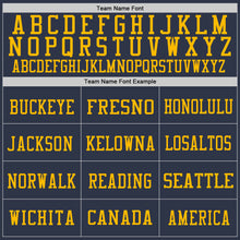 Load image into Gallery viewer, Custom Navy Gold-Royal Mesh Authentic Throwback Football Jersey
