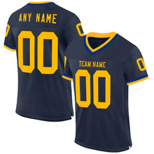 Load image into Gallery viewer, Custom Navy Gold-Royal Mesh Authentic Throwback Football Jersey