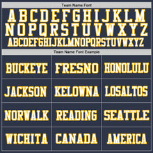 Load image into Gallery viewer, Custom Navy White-Gold Mesh Authentic Throwback Football Jersey