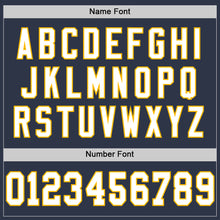 Load image into Gallery viewer, Custom Navy White-Gold Mesh Authentic Throwback Football Jersey