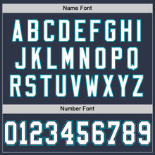 Load image into Gallery viewer, Custom Navy White-Teal Mesh Authentic Throwback Football Jersey