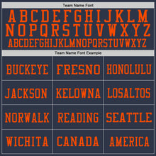 Load image into Gallery viewer, Custom Navy Gold-Orange Mesh Authentic Throwback Football Jersey