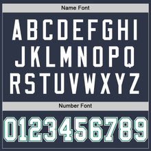 Load image into Gallery viewer, Custom Navy White-Kelly Green Mesh Authentic Throwback Football Jersey