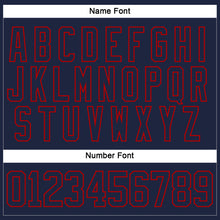 Load image into Gallery viewer, Custom Navy Red Hockey Lace Neck Jersey