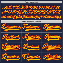 Load image into Gallery viewer, Custom Navy Gold-Red Hockey Lace Neck Jersey