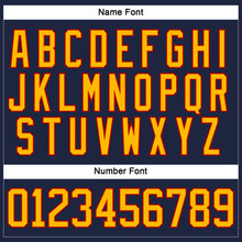 Load image into Gallery viewer, Custom Navy Gold-Red Hockey Lace Neck Jersey