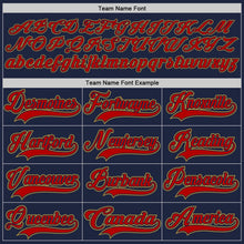 Load image into Gallery viewer, Custom Navy Red-Old Gold Hockey Lace Neck Jersey