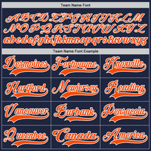 Load image into Gallery viewer, Custom Navy Orange-White Hockey Lace Neck Jersey
