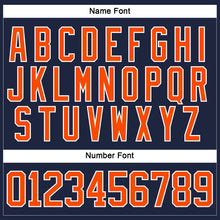 Load image into Gallery viewer, Custom Navy Orange-White Hockey Lace Neck Jersey
