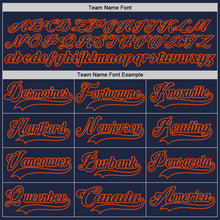 Load image into Gallery viewer, Custom Navy Orange Hockey Lace Neck Jersey