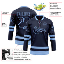 Load image into Gallery viewer, Custom Navy Light Blue Hockey Lace Neck Jersey