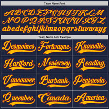 Load image into Gallery viewer, Custom Navy Gold-Crimson Hockey Lace Neck Jersey