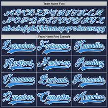 Load image into Gallery viewer, Custom Navy Powder Blue-White Hockey Lace Neck Jersey