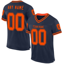 Load image into Gallery viewer, Custom Navy Orange Mesh Authentic Throwback Football Jersey