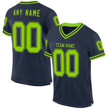 Load image into Gallery viewer, Custom Navy Neon Green Mesh Authentic Throwback Football Jersey