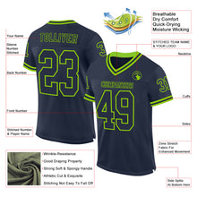 Load image into Gallery viewer, Custom Navy Neon Green Mesh Authentic Throwback Football Jersey