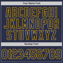 Load image into Gallery viewer, Custom Navy Gold Authentic Throwback Baseball Jersey