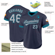 Load image into Gallery viewer, Custom Navy Gray-Teal Authentic Throwback Baseball Jersey