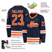 Load image into Gallery viewer, Custom Navy Orange-White Hockey Jersey