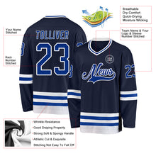 Load image into Gallery viewer, Custom Navy Royal-White Hockey Jersey