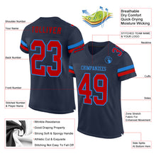 Load image into Gallery viewer, Custom Navy Red-Powder Blue Mesh Authentic Football Jersey