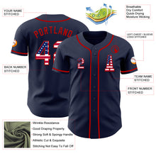 Load image into Gallery viewer, Custom Navy USA Flag-Red Authentic Baseball Jersey